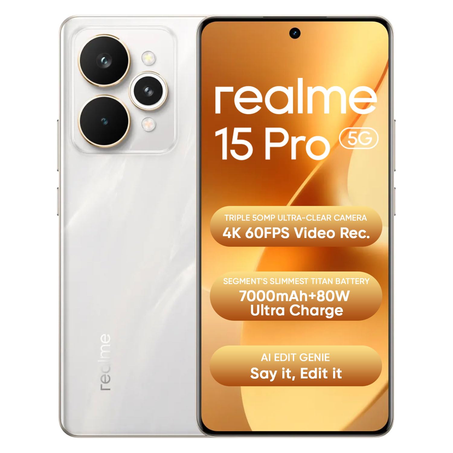realme 15 pro 5g smartphone 8+128gb,4k 60fps,144hz hyperglow 4d curve display,7000mah battery,80w supervooc, camera triple 50mp, snapdragon 7 gen 4, ip69, silver realme 15 pro 5g smartphone 8+128gb,4k 60fps,144hz hyperglow 4d curve display,7000mah battery,80w supervooc, camera triple 50mp, snapdragon 7 gen 4, ip69, silver