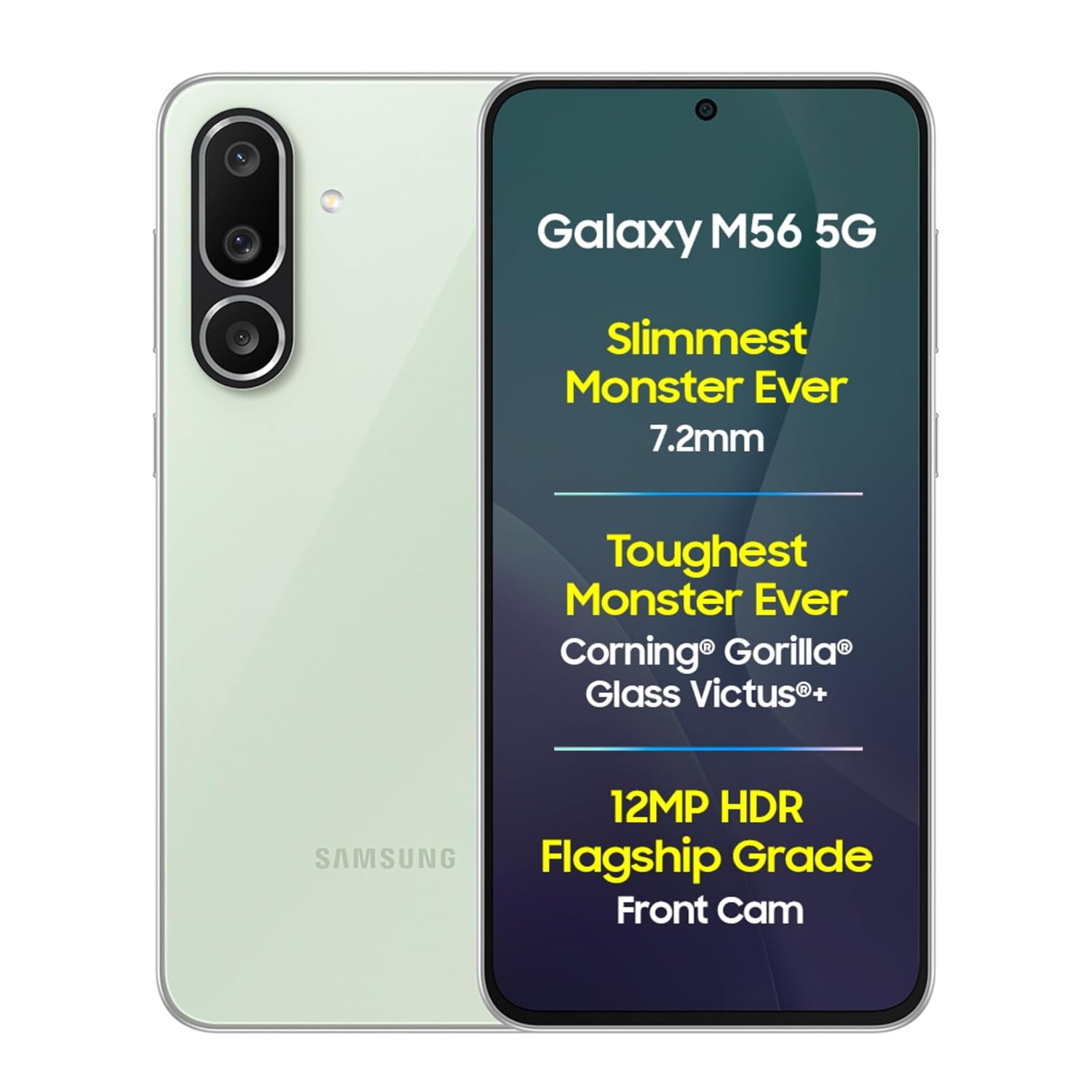 samsung galaxy m56 5g mobile (light green,8gb ram,256gb storage)| segment's slimmest|gorilla glass victus+| 10 bit hdr video| 50mp camera| ai | vapour cooling chamber| lag free gaming| without charger samsung galaxy m56 5g mobile (light green,8gb ram,256gb storage)| segment's slimmest|gorilla glass victus+| 10 bit hdr video| 50mp camera| ai | vapour cooling chamber| lag free gaming| without charger